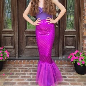 Girl's mermaid costume tail skirt